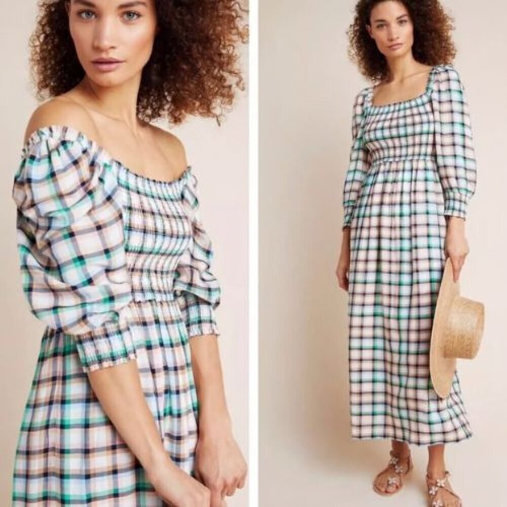 Maeve Anthropologie Cerie Smocked Midi Dress Size Small 36210